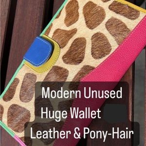 Colorful Leather & Pony Hair Modern Large Wallet
